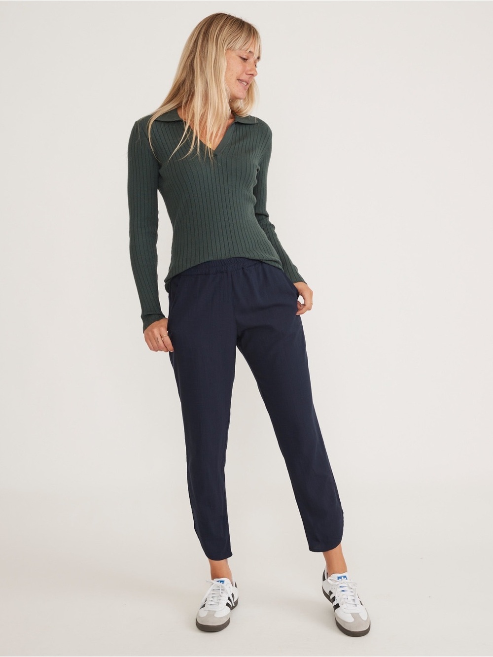 Marine Layer Men's Navy Elastic-Waist Jogger Pants